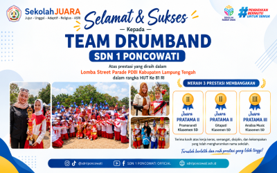 Membanggakan! Team Drumband SDN 1 Poncowati Raih 3 Prestasi dalam Lomba Street Parade PDBI Kabupaten Lampung Tengah