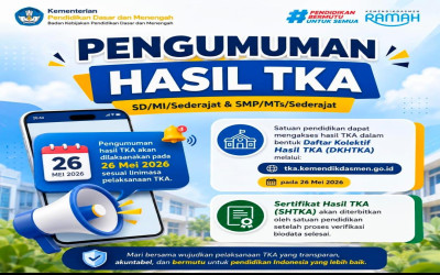 PENGUMUMAN: Hasil TKA Jenjang SD dan SMP Sederajat Dirilis 26 Mei 2026